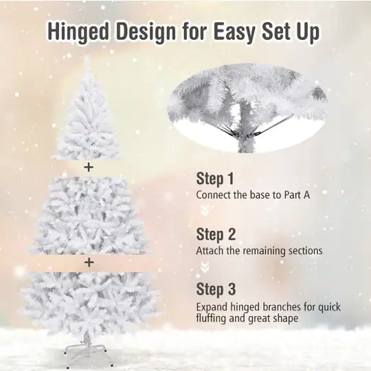 1 Pc 6 Feet White Christmas Tree With Metal Stand Simple And Unlit Tree - Gadgetmanic.com