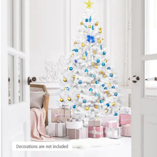 1 Pc 6 Feet White Christmas Tree With Metal Stand Simple And Unlit Tree - Gadgetmanic.com