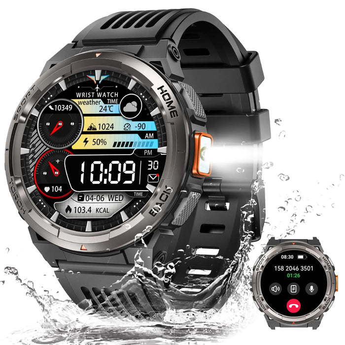 Smartwatch with water resistance feature on a white background