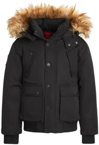 CANADA WEATHER GEAR Boys Winter Coat - Heavyweight Bomber Parka Ski Jacket (Size: 8-20) Size 8 Premium Black