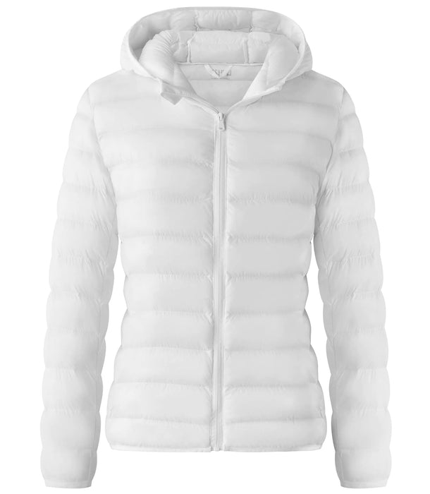 ZSHOW Womens Hooded Puffer Jacket Packable Warm Winter Coat(WhiteSmall)