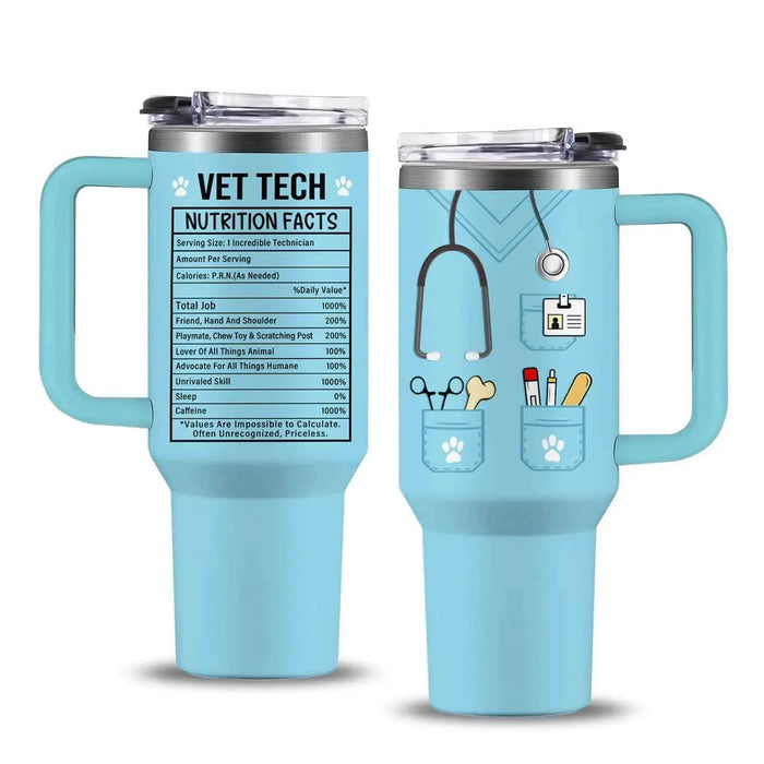 NIAXAUYT Vet Tech Gifts for Women Men Vet Tech Nutrition Facts Tumbler Cup 40 OZ Vet Tech Week Gift Appreciation Gift for Vet Techs Veterinary Technician Gifts for Birthday Graduation Christmas - Gadgetmanic