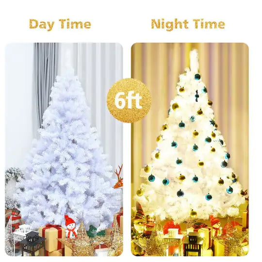 1 Pc 6 Feet White Christmas Tree With Metal Stand Simple And Unlit Tree - Gadgetmanic.com