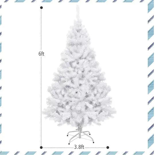1 Pc 6 Feet White Christmas Tree With Metal Stand Simple And Unlit Tree - Gadgetmanic.com