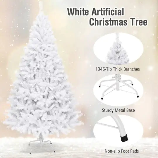 1 Pc 6 Feet White Christmas Tree With Metal Stand Simple And Unlit Tree - Gadgetmanic.com