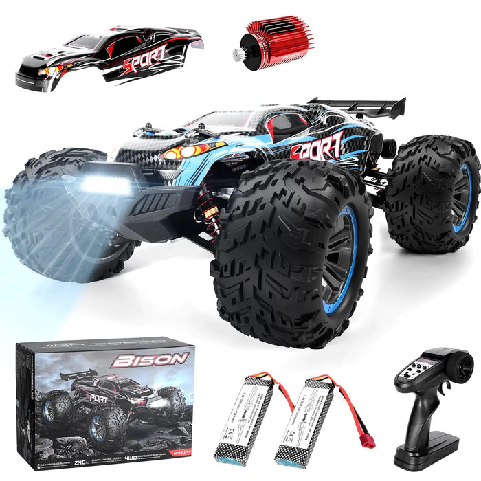 ITEFDTUTNE Brushless RC Buggy 1/10 4X4 RTR All Terrains RC Truck High Speed 4WD Remote Control Off-Road RC Drift Car Electric Car Gift for Adults Boys 2pcs 2200 mah Batteries - Gadgetmanic