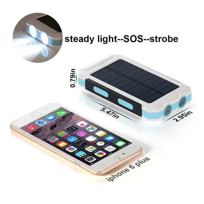 Jumbo Capacity 20,000 mAh Waterproof Solar Power Bank - Gadgetmanic
