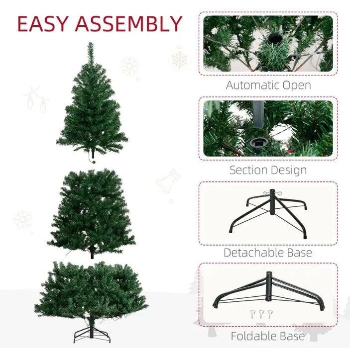 HOMCOM 7.5' Tall Prelit Christmas Tree Douglas Fir Artificial Christmas Tree With Realistic Branches, 500 Warm White LED Lights And 1346 Tips, Green - Gadgetmanic.com