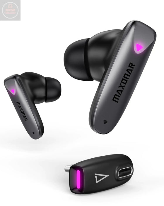 Maxonar Gaming Earbuds for PS5 Quest 3S/3/2 (Updated Chip) Wireless Gaming Earbuds 25ms Low Latency Dual Connection 2.4GHz & Bluetooth 5.3 Hi-Fi Sound Compatible with Steam Deck Switch - Gadgetmanic