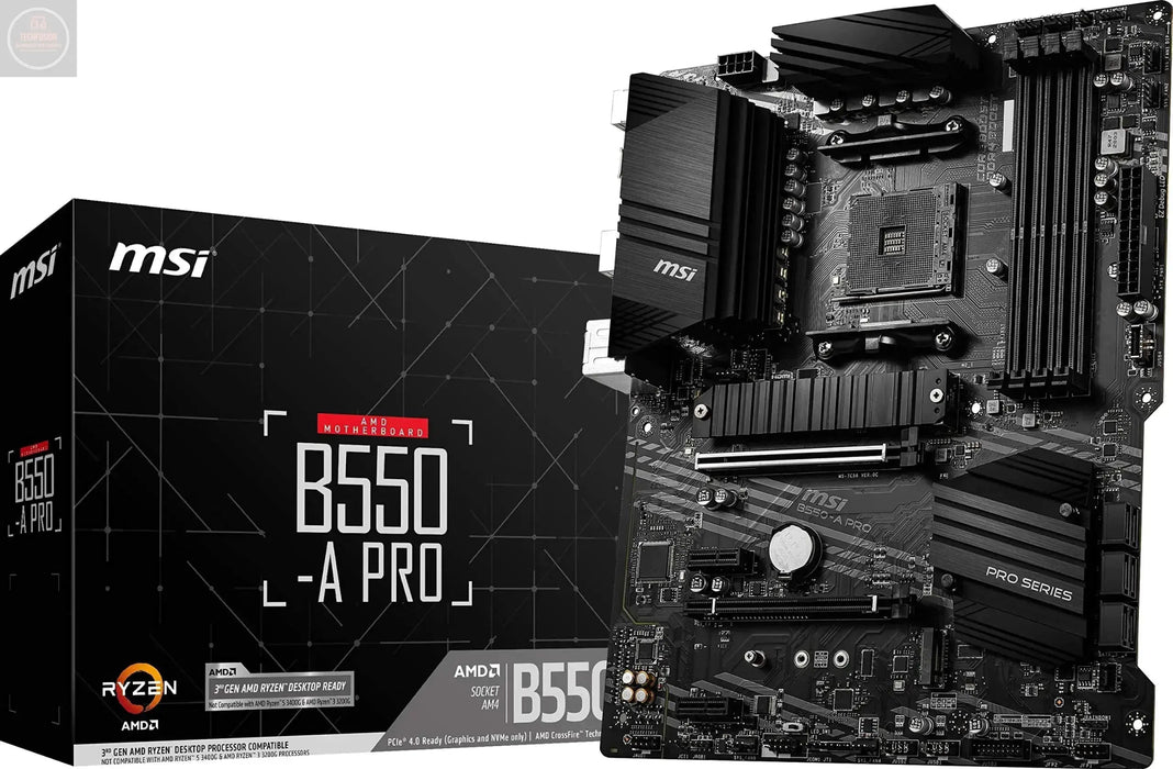 MSI B550-A PRO ProSeries Gaming PC Motherboard - AM4 DDR4 PCIe 4.0 SATA 6Gb/s M.2 USB 3.2 Gen 2 HDMI/DP ATX AMD Computer Motherboards (Renewed) - Gadgetmanic