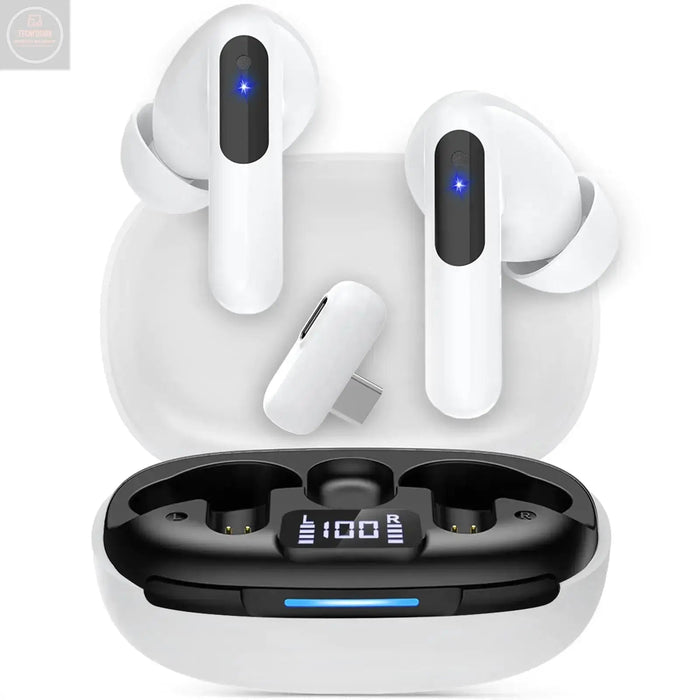 RYR 2.4GHz Wireless Gaming Earbuds Bluetooth 5.3 in-Ear Headphones Bass Stereo Gaming Earphones with Noise Cancelling Mic LED Display 36Hs Playtime for Meta Quest 3/2 PS5/4 VR Switch PC Phone - Gadgetmanic