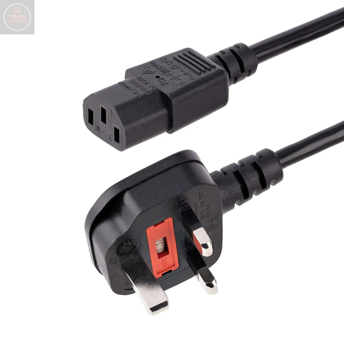 StarTech.com 6ft (1.8m) UK Computer Power Cable 18AWG BS 1363 to C13 10A 250V Black Replacement AC Power Cord Kettle Lead / UK Power Cord PC Power Supply Cable TV/Monitor Power Cable (PXT101UK) - Gadgetmanic