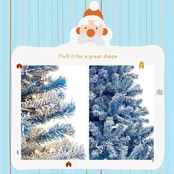 6FT Pre Lit Hinged Artificial Fir ChristmasTree, Xmas Tree Snow Flocked Artificial Holiday Christmas Tree W 750 Branch Tips X Mas - Gadgetmanic.com
