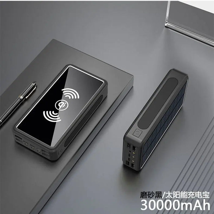 Wireless Solar Power Bank 30000mAh Outdoor Emergency - Gadgetmanic