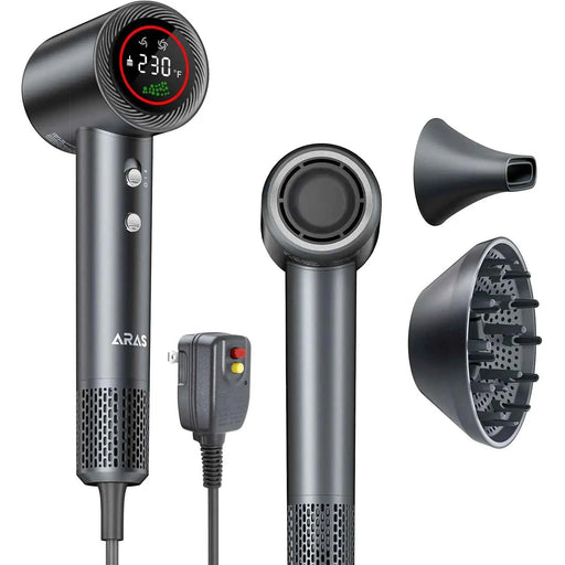Hair Dryer Negative Ionic Blow Dryer with 140 000 RPM Professional High-Speed Blow Dryer Brushless Motor for Fast Drying Low Noise Thermo-Control Hairdryer with Magnetic Nozzle - Gadgetmanic
