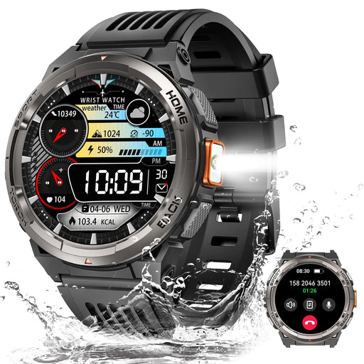 Smartwatch with water resistance feature on a white background