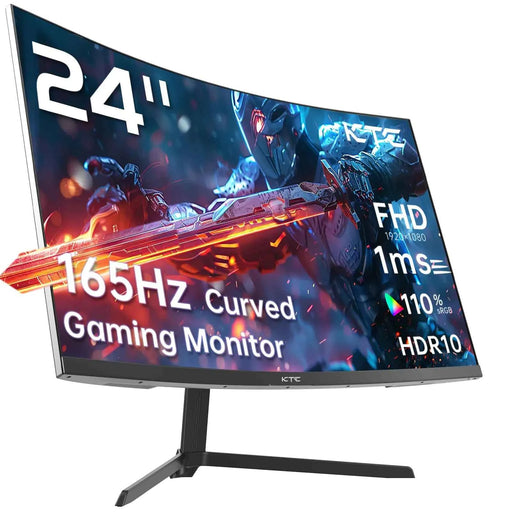 KTC 24 inch 1500R Curved Gaming Monitor 165Hz 1ms FHD 1080p VA Tilt Adaptive Sync HDR 110% sRGB DP/HDMIVESA for Gaming Home Office Business PS5 PC Monitors