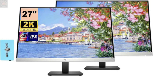 HP 27mq Monitor 1F2J9AA#ABA Bundle with Docztorm Dock 27" QHD IPS (2560x1440) 60Hz Display HDMI 1.4 VGA VESA Mount (100x100mm) Ideal for Home & Business Black/Silver (2024 Latest Model) (2 Pack) - Gadgetmanic