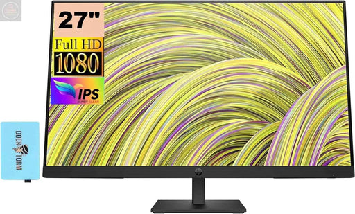 HP P27h G5 FHD Monitor 64W41AA#ABA Bundle with Docztorm Dock 27" FHD IPS (1920x1080) 75Hz Display 1 HDMI 1.4 1 DP 1.2 VGA VESA Mount (100x100 mm) Ideal for Office Work Black (2024 Latest Model) - Gadgetmanic