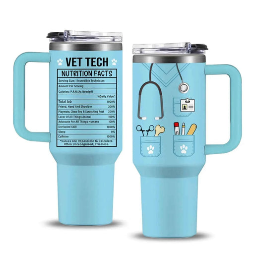 NIAXAUYT Vet Tech Gifts for Women Men Vet Tech Nutrition Facts Tumbler Cup 40 OZ Vet Tech Week Gift Appreciation Gift for Vet Techs Veterinary Technician Gifts for Birthday Graduation Christmas - Gadgetmanic