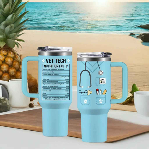 NIAXAUYT Vet Tech Gifts for Women Men Vet Tech Nutrition Facts Tumbler Cup 40 OZ Vet Tech Week Gift Appreciation Gift for Vet Techs Veterinary Technician Gifts for Birthday Graduation Christmas - Gadgetmanic