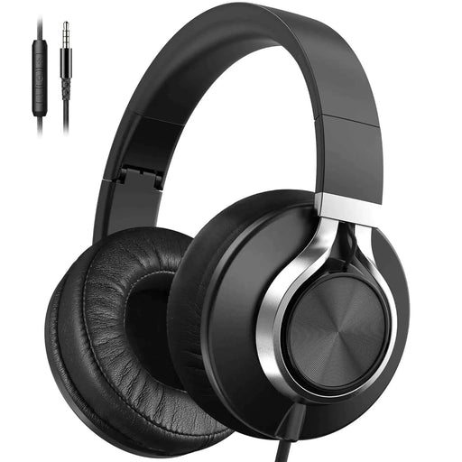 AILIHEN Headphones Wired with Volume Control Over-Ear Foldable Noise Isolation Headsets with Microphone 3.5mm for Teens Adult Smartphones Chromebook (Black) - Gadgetmanic