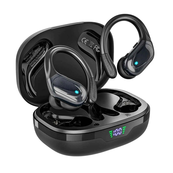Wireless Earbuds Bluetooth Headphones 80hrs Playback Ear Buds Power Display with Noise Canceling Mic Headsets for Sports/Workout/Running Black - Gadgetmanic