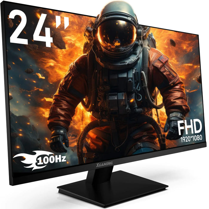 24 Inch Monitor FHD 1080P Ultra Wide 100Hz Frameless Computer Monitor 99% sRGB Low Blue Light Eye Care PC Monitor HDMI VGA Office Gamer Monitor with Speakers VESA Tilt Adjustable Black