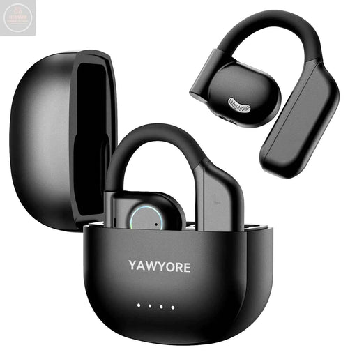 YAWYORE Open Ear Headphones Wireless Bluetooth 5.3 Earbuds with Earhooks Microphone Clear Sound60H Playtime IPX7 Waterproof Light Weight Comfortable FitSuitable for RunningWorkouts(Black) - Gadgetmanic