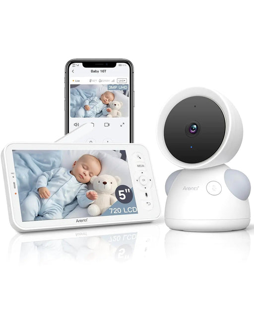 ARENTI Baby Monitor WiFi 6 Smartphone App 5-inch Wireless Display with Camera and Audio Super Night Vision Cry &Motion Detection Temp & Humidity Sensor 2-Way Talk (D3) - Gadgetmanic