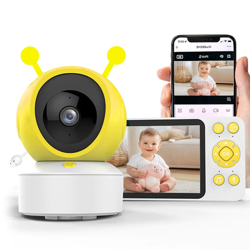 Baby Monitor Wifi Smartphone with App and Screen 5" Video Baby Monitor with Camera and Audio Long Range Night Vision 2-Way Audio Portable Cry Motion Detection for Home Temper Humidity Sensor - Gadgetmanic
