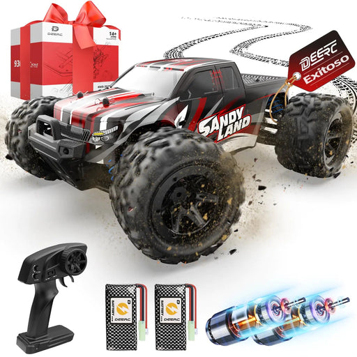 DEERC Remote Control Car High Speed RC Cars for Kids Adults 1:16 Scale 40 KM/H 4WD Off Road Monster Trucks2.4GHz All Terrain Toy Trucks with 2 Rechargeable Battery - Gadgetmanic