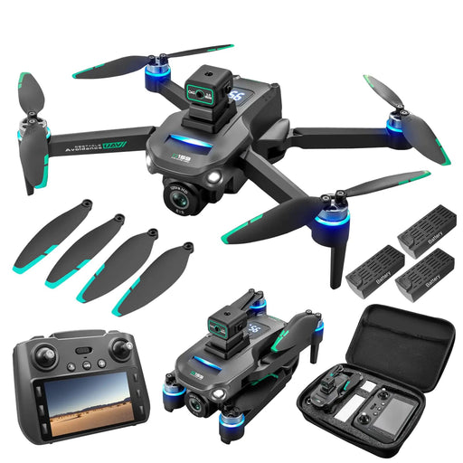 Drones with Camera for Adults 4K GPS UHD Drone 5G Remote Controller with Screen One Key Return Dual Camere 3rd Gear Speed Optical Flow Mode and Obstacle Avoidance Drone for Beginners (Black) - Gadgetmanic