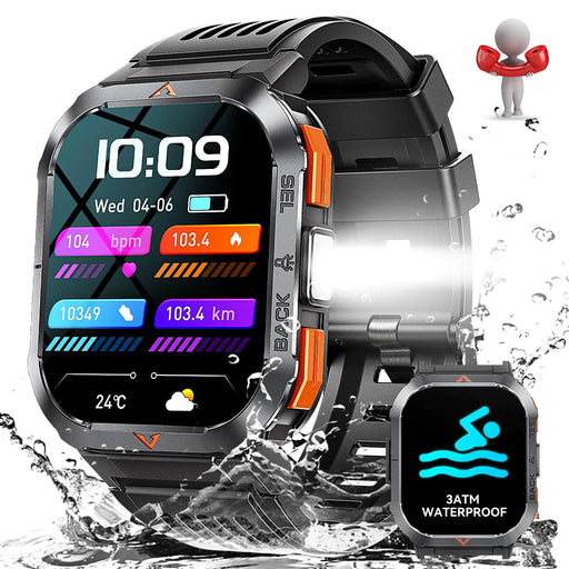 Smartwatch with water resistance feature on a white background