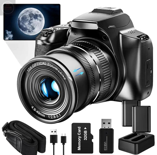 G-Anica Digital Camera 64MP&40 X Zoom Cameras for Photography & Video4K Optical Vlogging Camera for YouTube with Flash WiFi & HDMI Output，32GB SD Card(Black) - Gadgetmanic