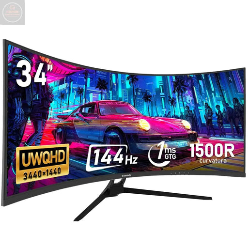 Gawfolk 34 Inch Ultrawide Curved 144Hz Gaming Computer Monitor 1500R PC Screen、21:9 UWQHD (3440x1440)Adaptive Sync178° Viewing AngleDisplay Port、HDMICompatible with Wall mounting - Black - Gadgetmanic