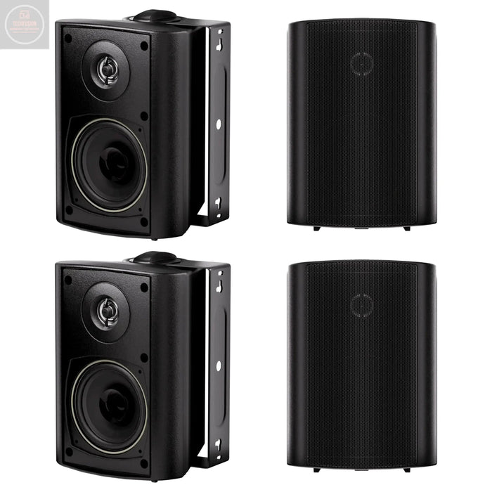 Herdio 400 Watts Waterproof Bluetooth Speakers 4 Inches All Weather Wired Wall Mount System with Superior Stereo Dome Tweeter Indoor- Outdoor Speakers (4 Speakers) - Gadgetmanic