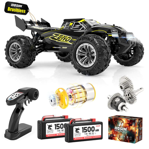 Hosim 1/10 Brushless Rc Cars for Adults Fast 62+KMH Rc Truck 4x4 High Speed Remote Control Car All Terrains Off Road Rc Buggy Waterproof Hobby Grade Large Racing Toy Gift Rc Monster Truck - Gadgetmanic