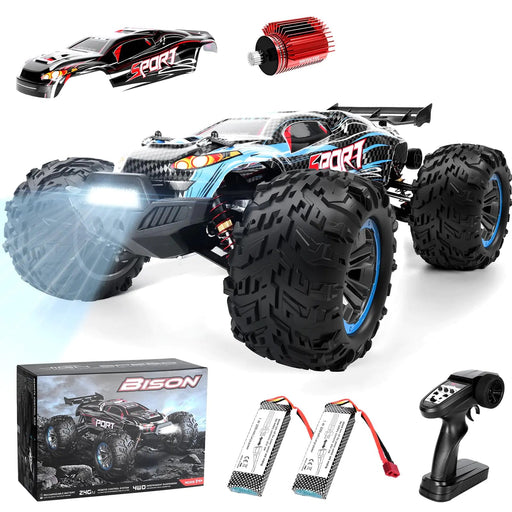 ITEFDTUTNE Brushless RC Buggy 1/10 4X4 RTR All Terrains RC Truck High Speed 4WD Remote Control Off-Road RC Drift Car Electric Car Gift for Adults Boys 2pcs 2200 mah Batteries - Gadgetmanic