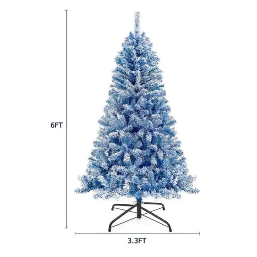 6FT Pre Lit Hinged Artificial Fir ChristmasTree, Xmas Tree Snow Flocked Artificial Holiday Christmas Tree W 750 Branch Tips X Mas - Gadgetmanic.com