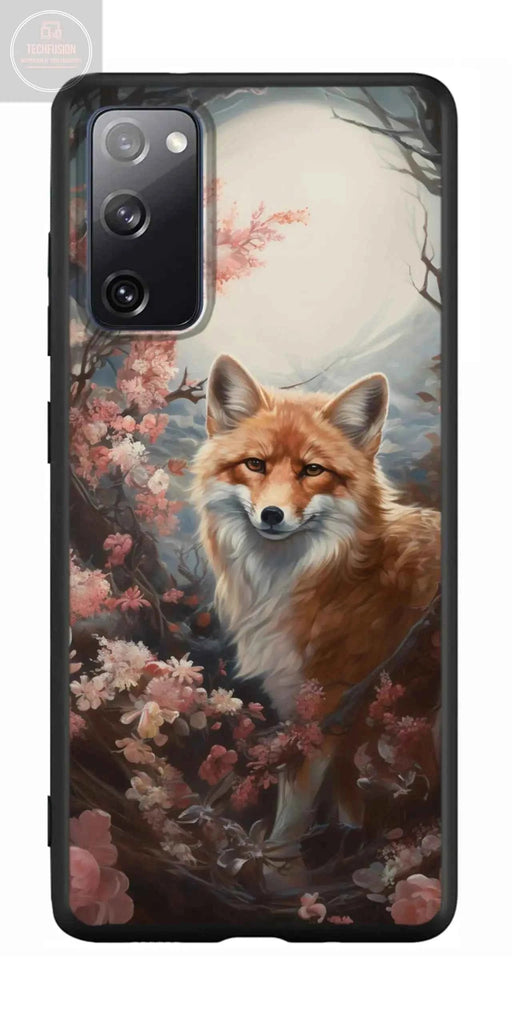 Jeuloth for Samsung Galaxy S20 FE Phone Case - Celestial Fox in Flowers Designed Phone Cases - TPU Phone Cases - Drop Protection - Big Hole - Gadgetmanic