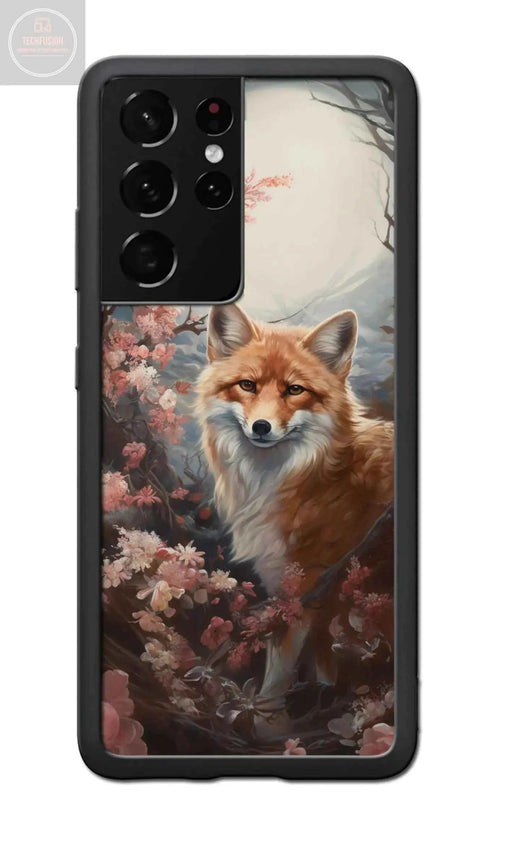 Jeuloth for Samsung Galaxy S21 Ultra Phone Case - Celestial Fox in Flowers Designed Phone Cases - TPU Phone Cases - Drop Protection - Gadgetmanic