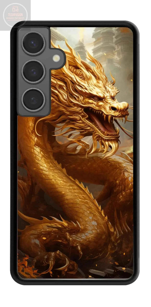 Jeuloth for Samsung Galaxy S24 Phone Case - Chinese Golden Dragon Designed Phone Cases - TPU Phone Cases - Drop Protection - Gadgetmanic