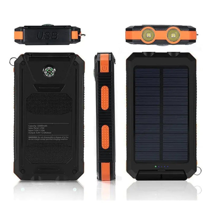 Jumbo Capacity 20,000 mAh Waterproof Solar Power Bank - Gadgetmanic