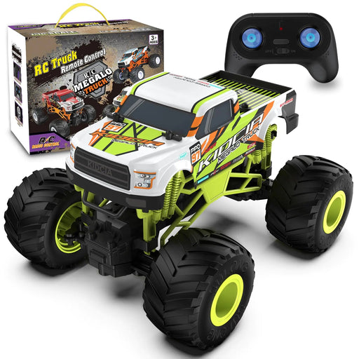 Kidcia Remote Control Car 1:16 Scale RC Monster Truck for Boys 2.4 GHz All Terrain RC Cars for Boys Girls 4-7 8-12 20 Km/h Off Road RC Truck Christmas Birthday Gift for Kids-Green - Gadgetmanic