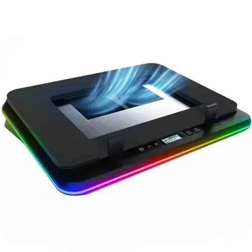 KLIM Turbofrost - Gaming Laptop Cooling Pad - 4 Powerful Turbo Fans - 4 x 4000 RPM Laptop Cooler 2 Power Modes USB - C/DC Dynamic RGB 4 - Ports USB Sealed Foam for Fast Cooling for Laptops up to 17in - Gadgetmanic