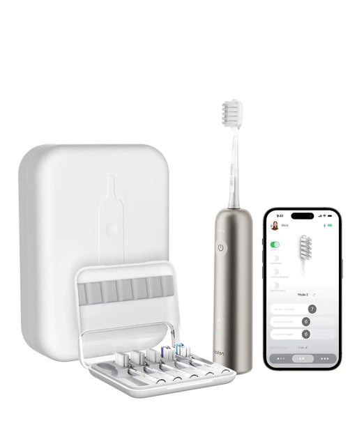 Laifen Wave Electric Toothbrush Oscillation & Vibration Sonic Electric Toothbrush for Adults with 6 Brush Heads IP68 Waterproof Magnetic Rechargeable Travel Powered Toothbrush (Titanium) - Gadgetmanic