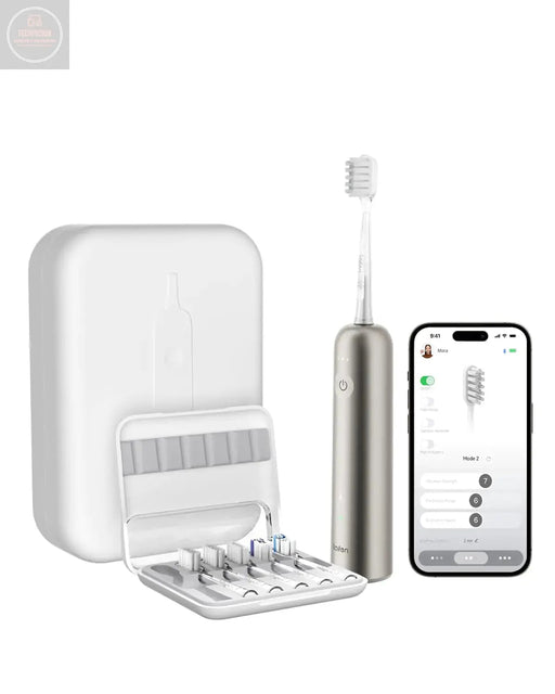 Laifen Wave Electric Toothbrush Oscillation & Vibration Sonic Electric Toothbrush for Adults with 6 Brush Heads IP68 Waterproof Magnetic Rechargeable Travel Powered Toothbrush (Titanium) - Gadgetmanic