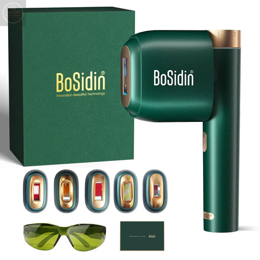 Laser Hair Removal BoSidin IPL Hair Removal with Painless Ice-Cooling 2-in-1 Face SR Rejuvenation 6+1 Modes 6 Levels Hair Removal for Women Permanent Laser Hair Removal Kit with Shaver Goggles - Gadgetmanic
