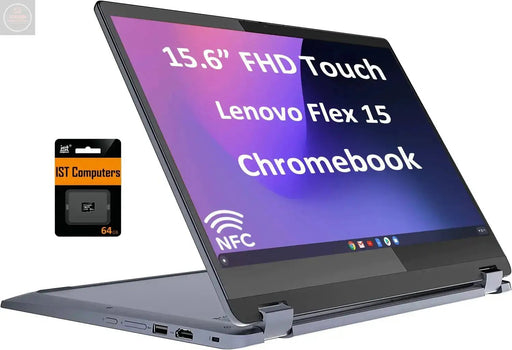 Lenovo Ideapad Flex 3 Chromebook 15.6" (2024) FHD 2-in-1 Touchscreen (Intel N4500 4GB RAM 128GB (64GB eMMC + 64GB SD Card) Webcam) Home & Student Laptop NFC HDMI USB-C IST SD Card Chrome OS - Gadgetmanic